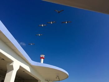 Low angle view of airplane flying in sky