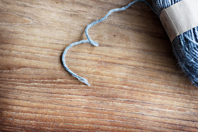 High angle view of wool on table