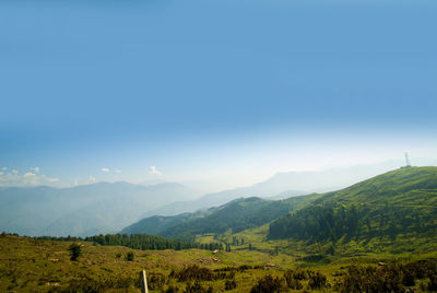 Scenic view of mountains against clear sky