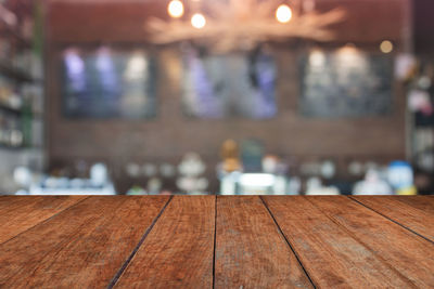 Close-up of illuminated table