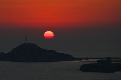 Scenic view of sea during sunset