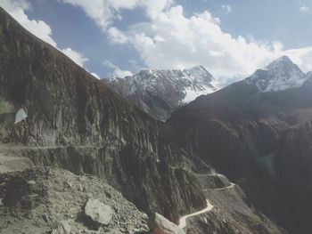 Scenic view of snowcapped mountain against sky