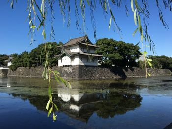 Reflection of houses in water