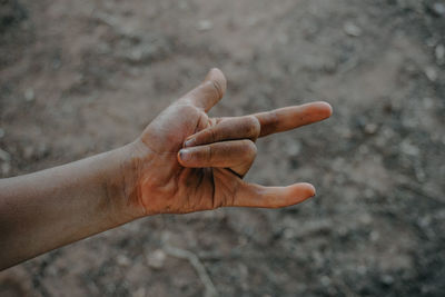 High angle view of human hand