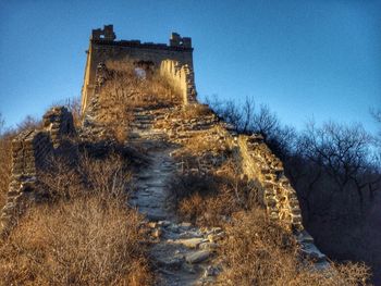 Ancient structure against blue sky