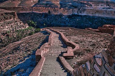 High angle view of old wall