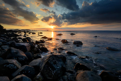 Scenic view of sea against sky during sunset