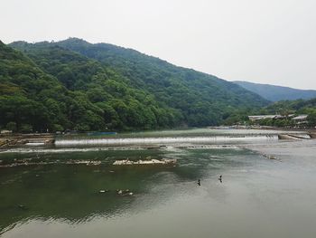 Scenic view of river against clear sky