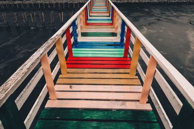 High angle view of empty staircase in city