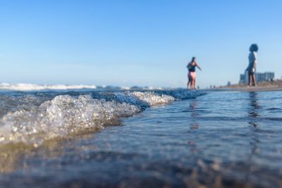 Scenic view of sea against clear sky