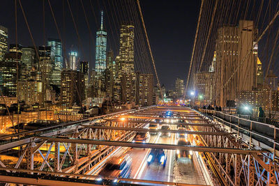Illuminated cityscape at night