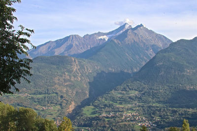 Scenic view of mountains against sky