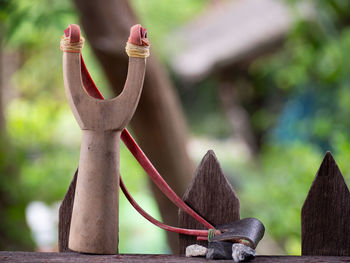 Close-up of rope on wood