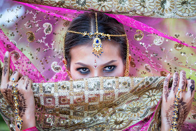 Close-up portrait of bride