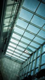 Low angle view of skylight in building
