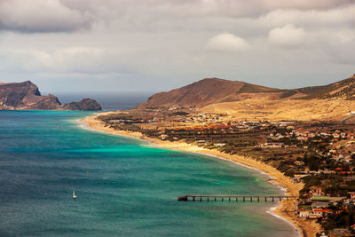 Scenic view of sea against cloudy sky