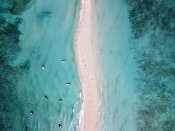 High angle view of people on beach