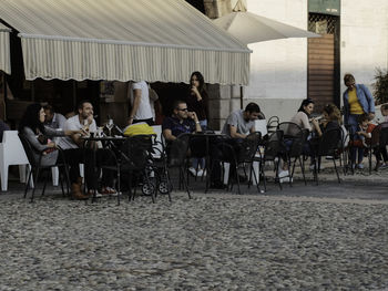 People sitting on table