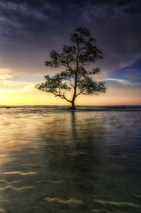 Scenic view of sea against sky at sunset