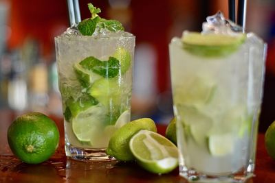 Close-up of mojito drinks