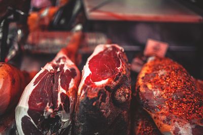 Close-up of beef in butcher shop