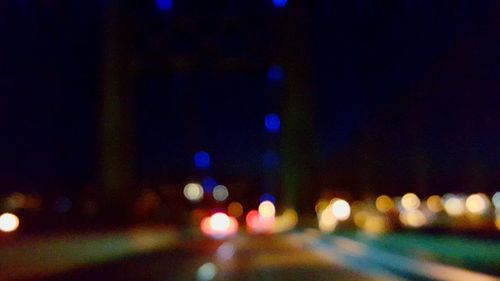 Light trails on road at night