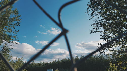 Low angle view of basketball hoop against sky