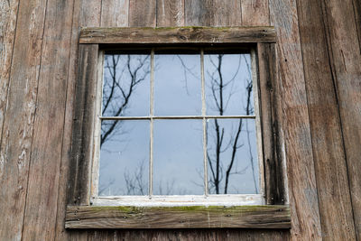 Close-up of window of old building