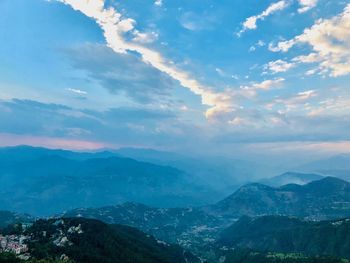 Scenic view of mountains against sky