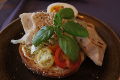 Close-up of salad served on plate