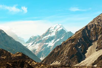 Scenic view of snowcapped mountain against sky