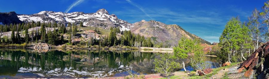 Lake blanche panorama wasatch front rocky mountains twin peaks wilderness big cottonwood canyon utah