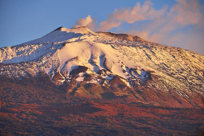 Volcano at sunset