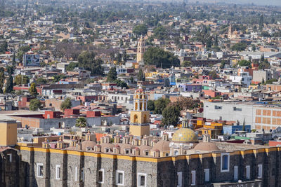 High angle view of buildings in city