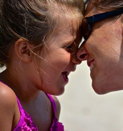 Close-up of mother with daughter