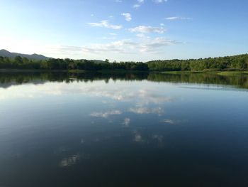 Scenic view of lake against sky