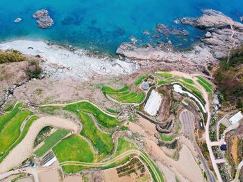 High angle view of a sea