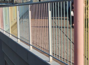 Close-up of metal railing of building