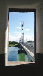 View of sea seen through window