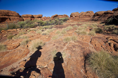 High angle view of shadows on rock