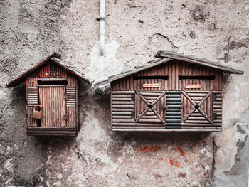 Close-up of window on wall of building