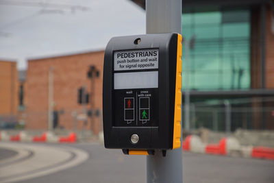 Control panel on pedestrian crossing