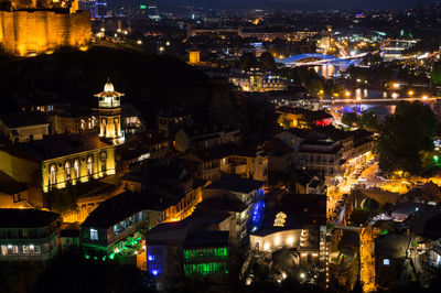 Night time panorama of tblisi, georgia