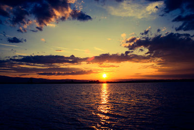 Scenic view of sunset over sea