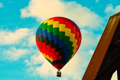 Low angle view of hot air balloon against sky