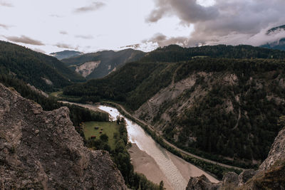 Scenic view of mountains against sky