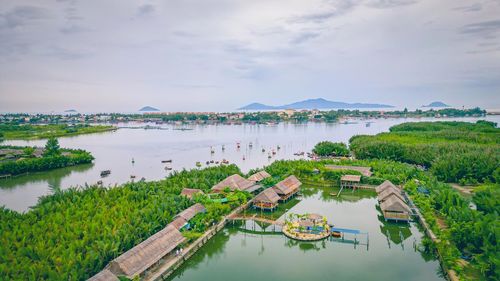 Scenic view of lake against sky