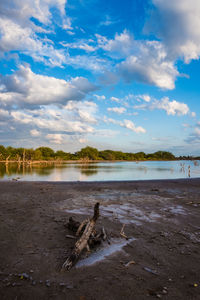 Scenic view of lake against sky