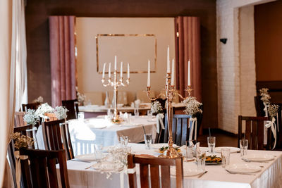 Table and chairs in restaurant