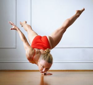 Legs of woman performing stunt